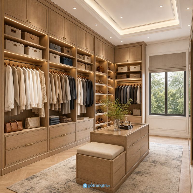 Thi công tủ quần áo biệt thự 2 Tủ quần áo trong biệt thự đã hoàn thiện