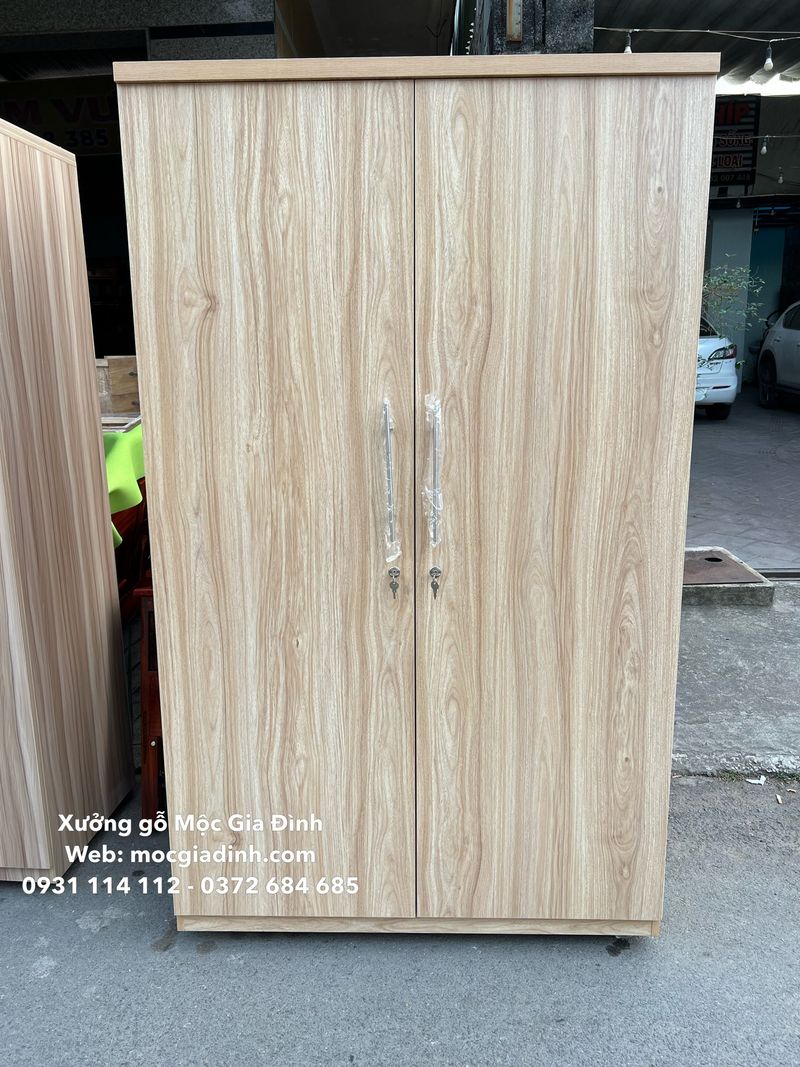 Hình ảnh tủ quần áo MDF 2 cánh mo cổ kệ để đồ trang trí