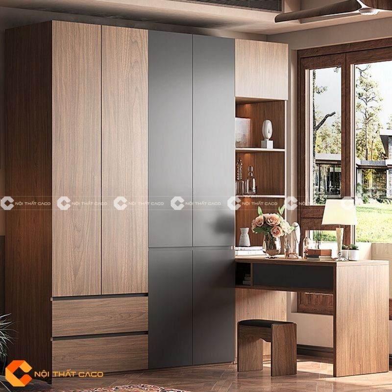 Tủ áo tích hợp bàn làm việc và kệ tiệp lợi