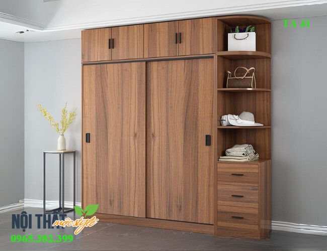 Tủ Quần Áo Đẹp 1 Tủ quần áo 2 buồng phù hợp cho phòng ngủ nhỏ, giúp tối ưu không gian