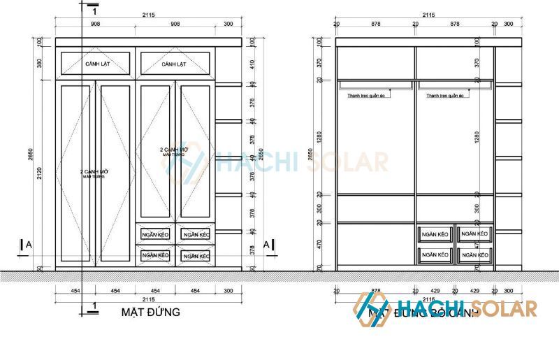 Tủ áo âm tường tối giản