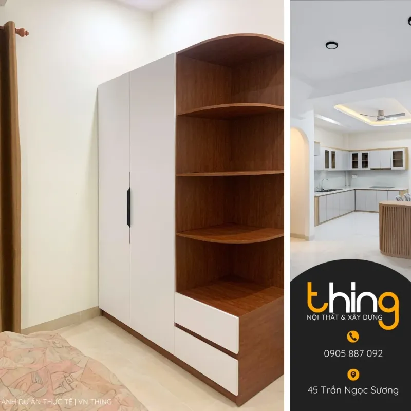 Đóng Tủ Áo MDF Chống Ẩm 2 Tủ quần áo MDF chống ẩm