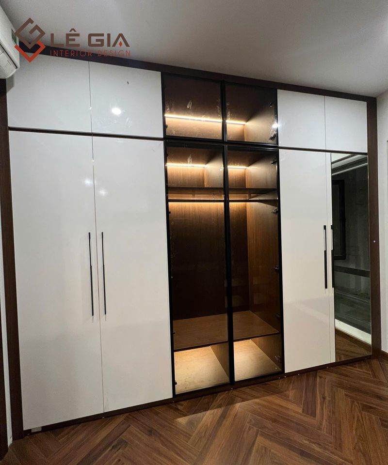 Thi công tủ quần áo biệt thự 1 Gia công nội thất thực tế của xưởng sản xuất đồ gỗ