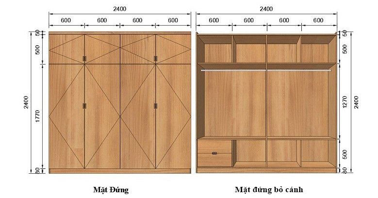 Tủ Áo Âm Tường Theo Kích Thước 2 Tủ Quần Áo Âm Tường
