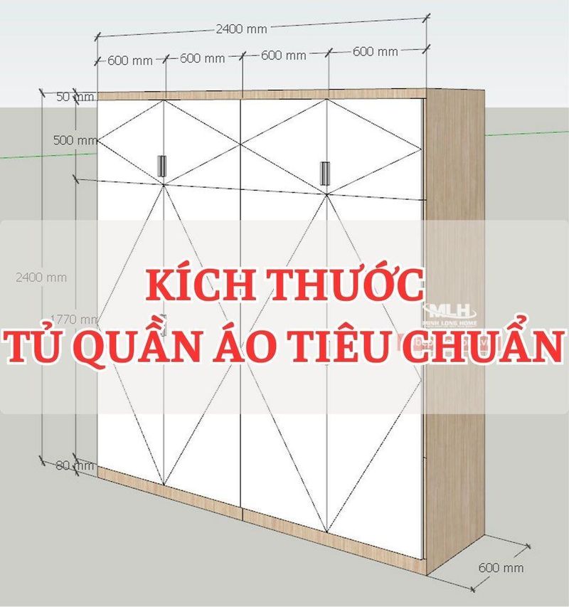 Tủ Quần Áo Chung Cư Theo Kích Thước 2 Kích thước tủ quần áo tiêu chuẩn