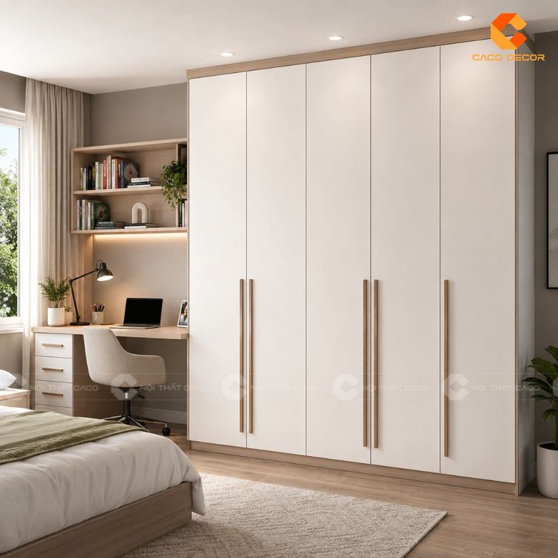 Mẫu tủ quần áo 5 cánh mở hiện đại