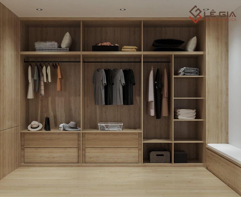 Tủ Áo Âm Tường Bắc Âu 3 Thiết kế mẫu tủ quần áo đẹp hiện đại âm tường LG TQA262-2