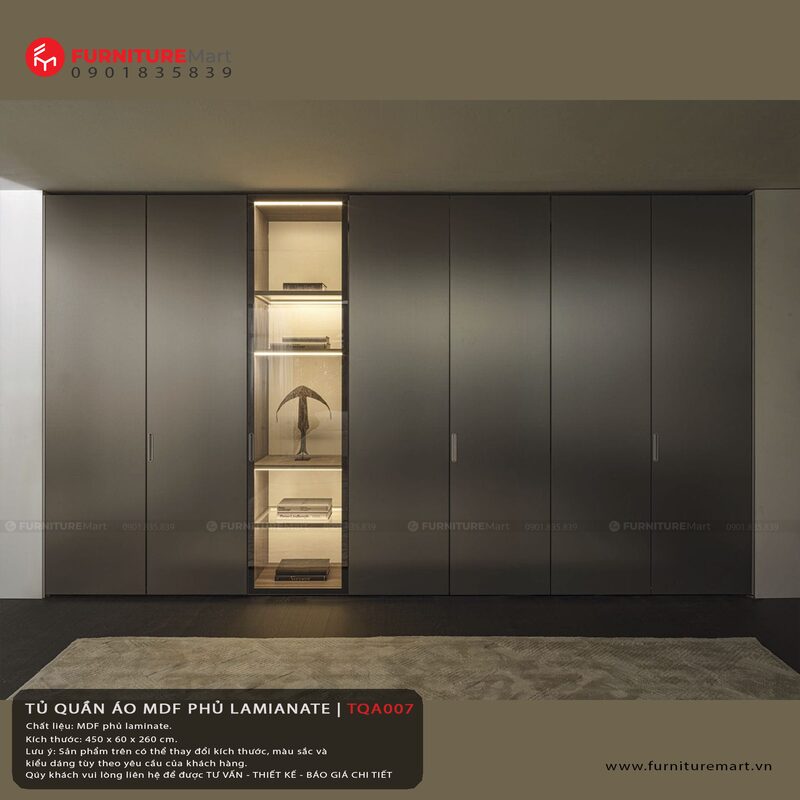Tủ Áo Âm Tường Laminate 4 tqa007-2