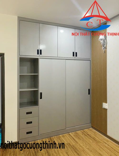 Tủ Áo Âm Tường Cửa Lùa 1 Tủ âm tường có kệ sách