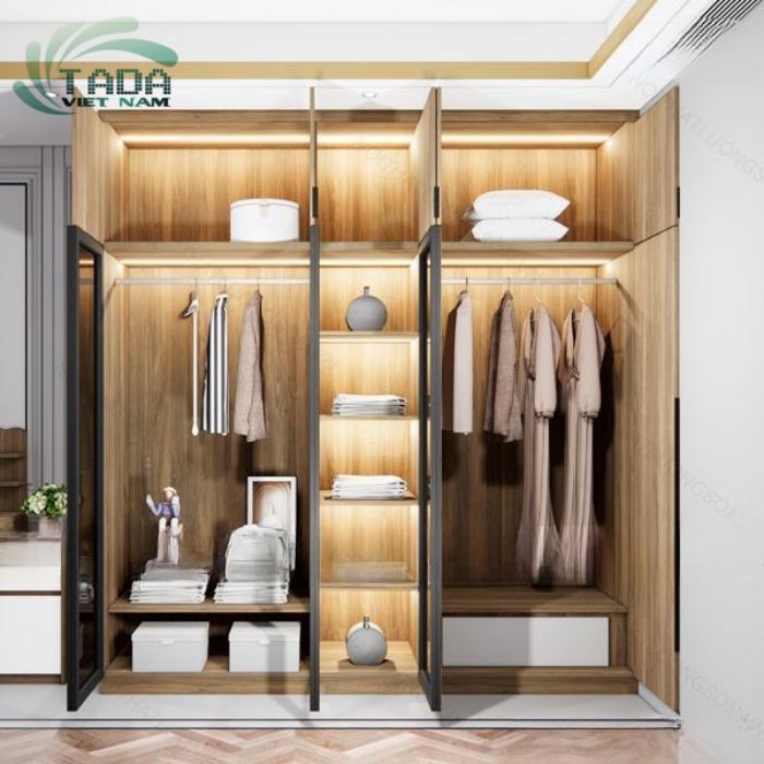 Tủ quần áo kết hợp kệ sách, gương