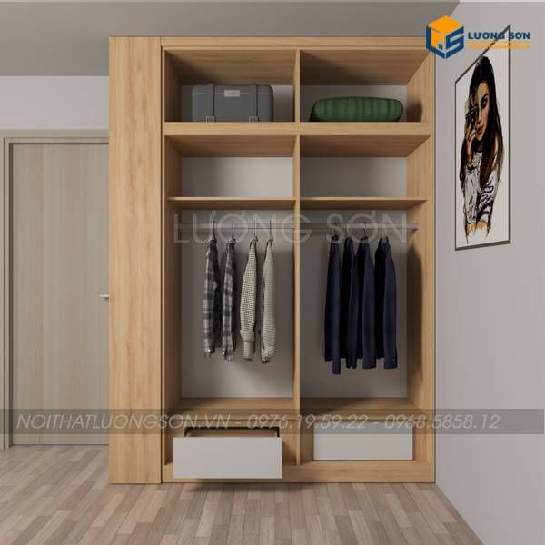 Tủ quần áo chung cư gỗ MDF chống ẩm