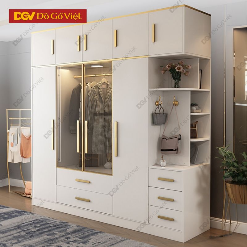 Tủ quần áo MDF sơn trắng
