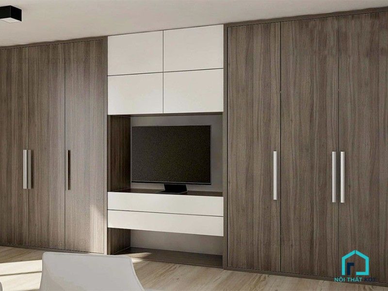 Tủ Áo Âm Tường Kết Hợp Kệ TV 1 Tủ áo kết hợp kệ tivi trong phòng
