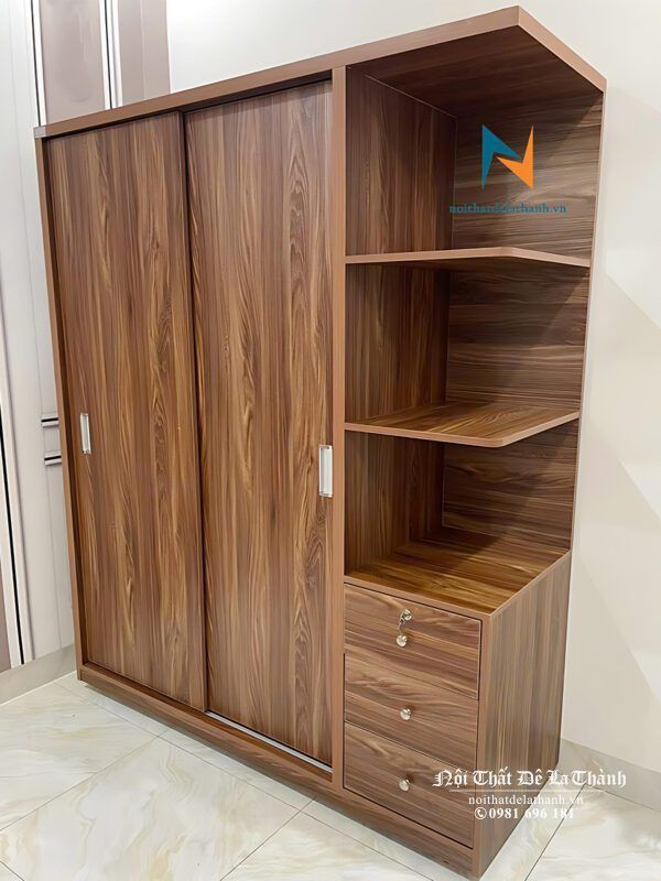 Tủ Quần Áo Chung Cư Giá Rẻ 4 Tủ kết hợp bàn làm việc