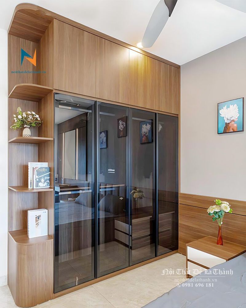Tủ quần áo cho studio 2 Tủ gỗ kính