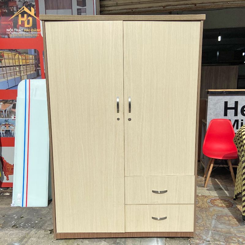 Tủ quần áo 2 cánh nội thất hai tầng