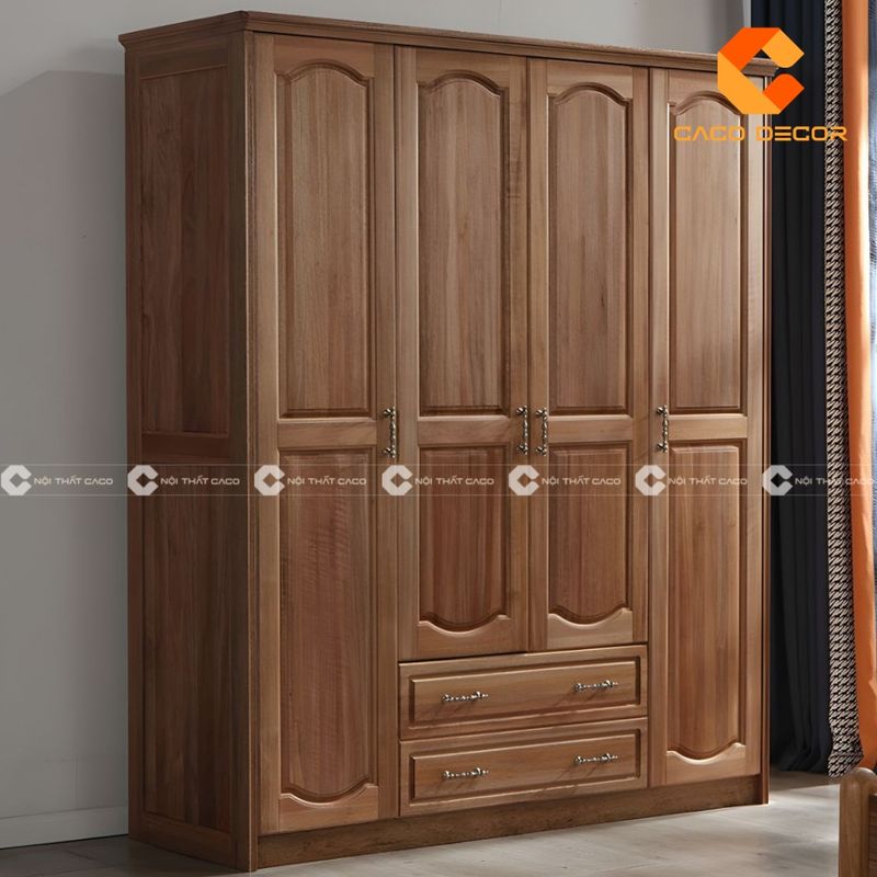 Mẫu tủ quần áo đẹp bằng gỗ tự nhiên sang trọng 5 Tủ quần áo gỗ tự nhiên 4 cánh
