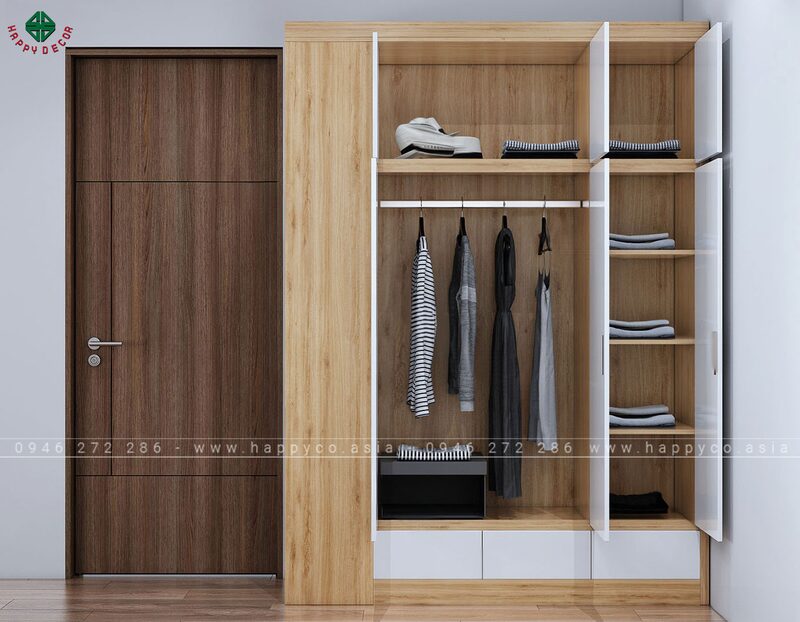 Tủ quần áo hiện đại màu trung tính
