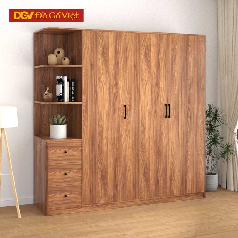 Tủ Quần Áo Gỗ Công Nghiệp Gắn Kèm Kệ Trái Lớn