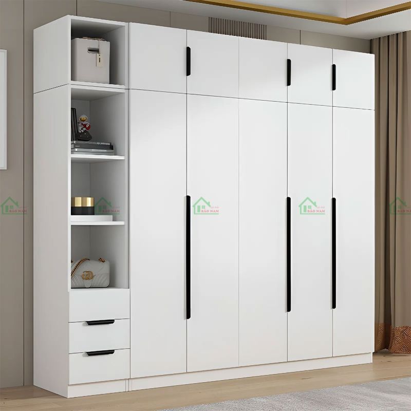 Hình ảnh tủ quần áo MDF màu trắng đẹp hiện đại