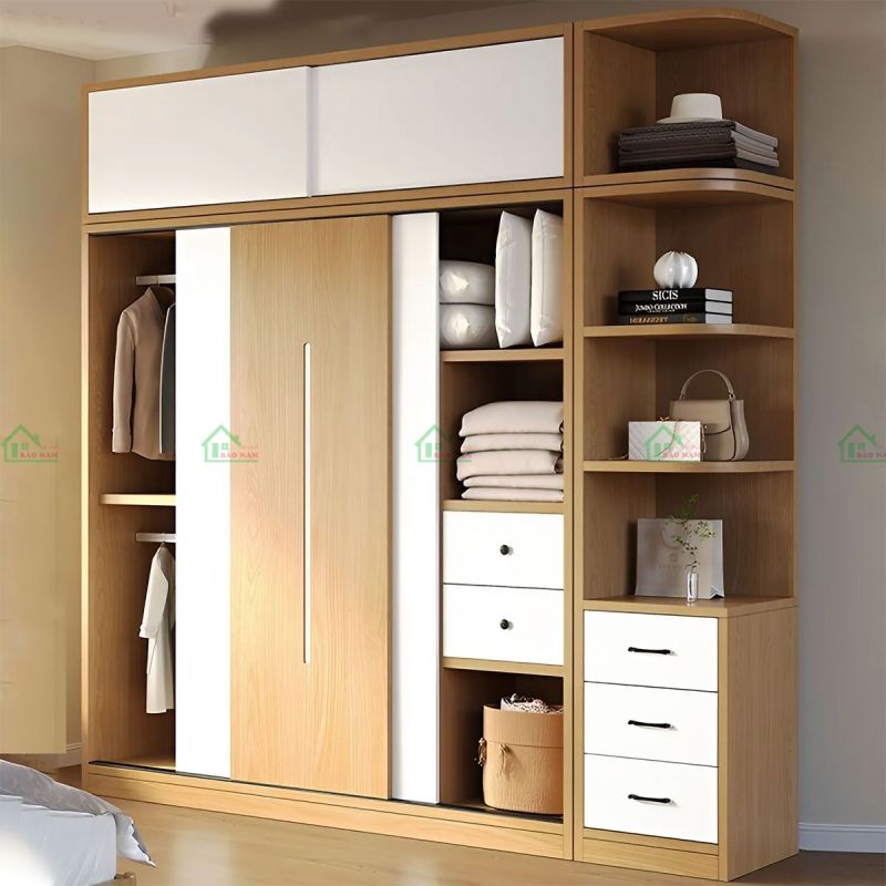 Tủ Áo Gỗ MDF Hiện Đại 3 Tủ quần áo gỗ MDF 3 cánh trượt hiện đại