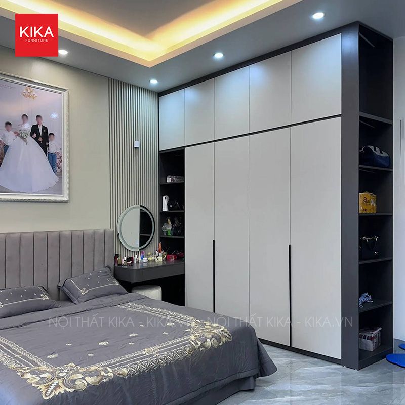 Tủ quần áo MDF kết hợp bàn trang điểm