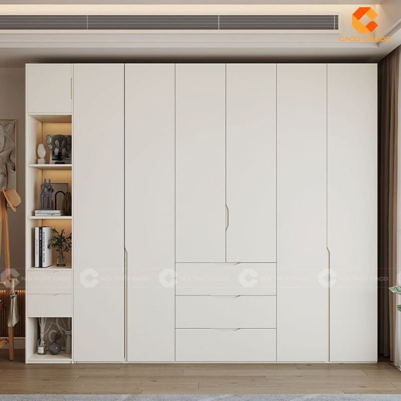 Tủ Áo Âm Tường MDF Lõi Xanh 1 Tủ quần áo gỗ MDF lõi xanh cánh âm tường