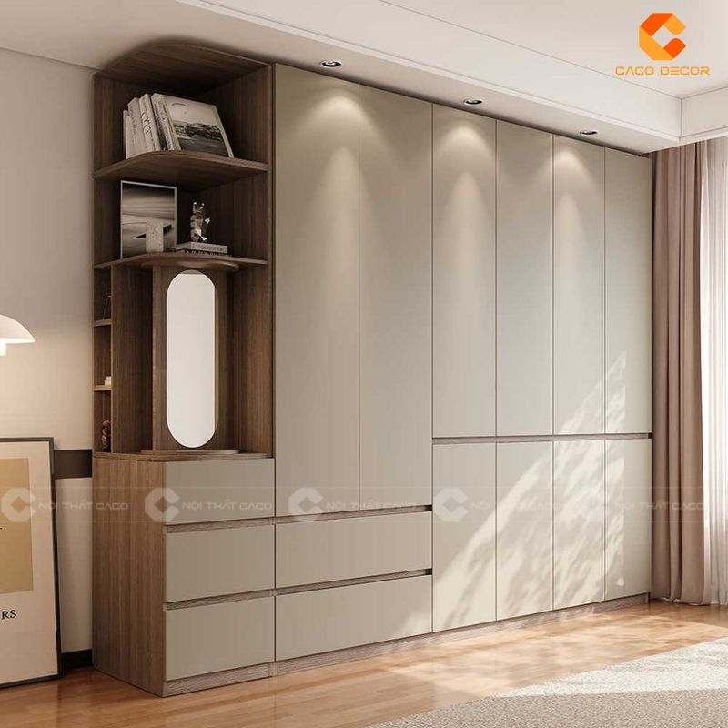 Tủ quần áo HDF kích trần tiện lợi