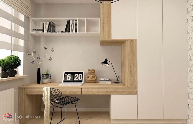 Hình ảnh một mẫu tủ áo kết hợp bàn làm việc