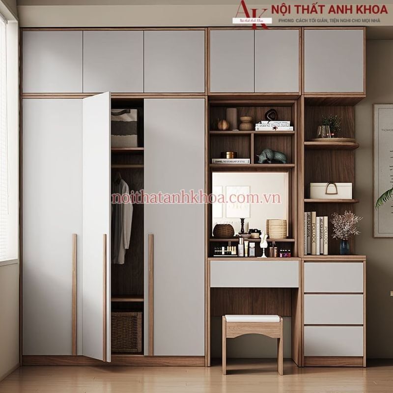 Tủ Quần Áo Phong Cách Hiện Đại 1 Tủ quần áo kết hợp bàn trang điểm phong cách hiện đại