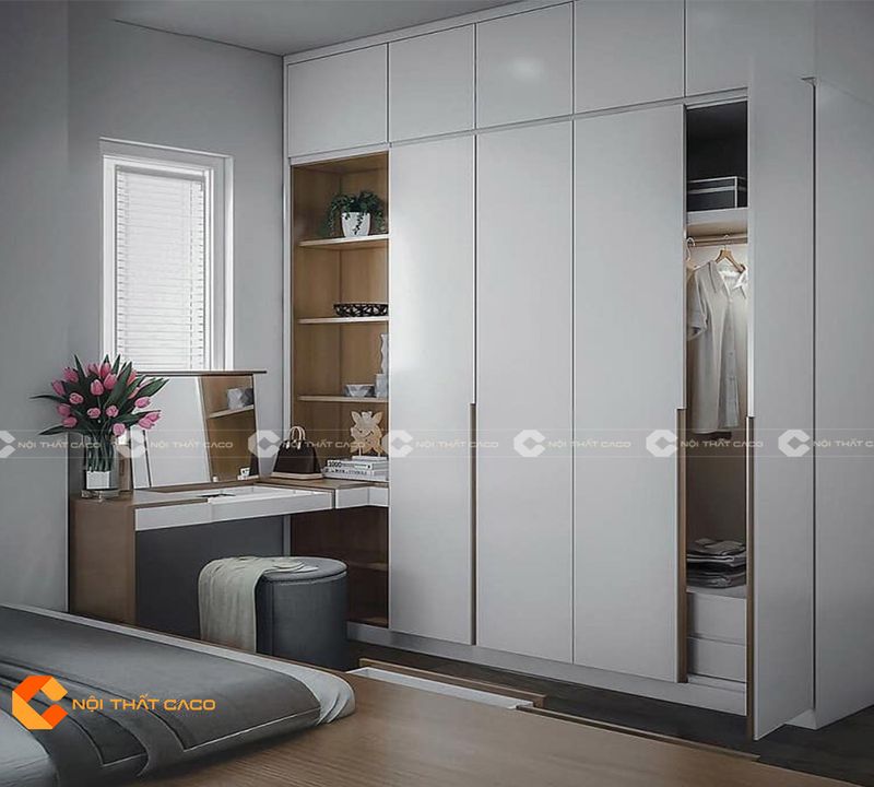 Mẫu tủ áo đẹp kết hợp bàn trang điểm hiện đại 5 Hình mẫu tủ áo kết hợp bàn trang điểm