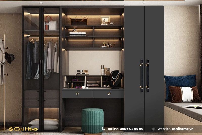 Tủ Áo Âm Tường Kết Hợp Bàn Trang Điểm 3 Hình ảnh mẫu hiện đại