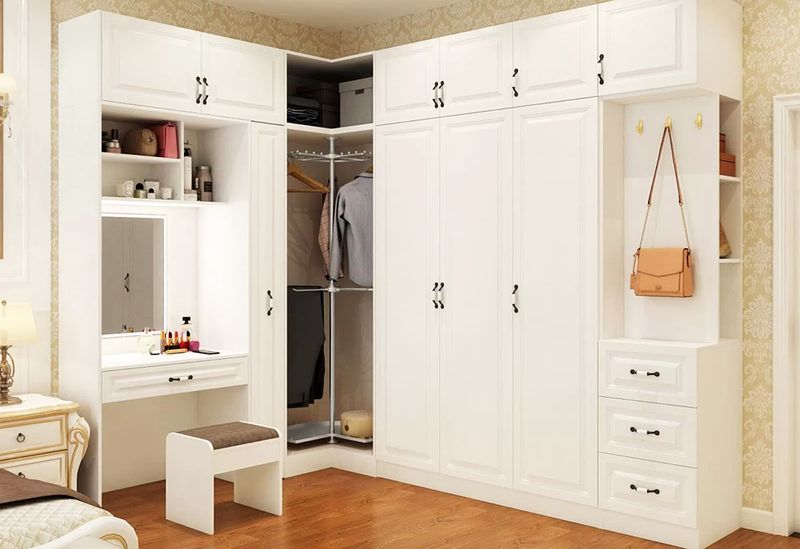 Tủ quần áo kết hợp kệ trang trí đẹp