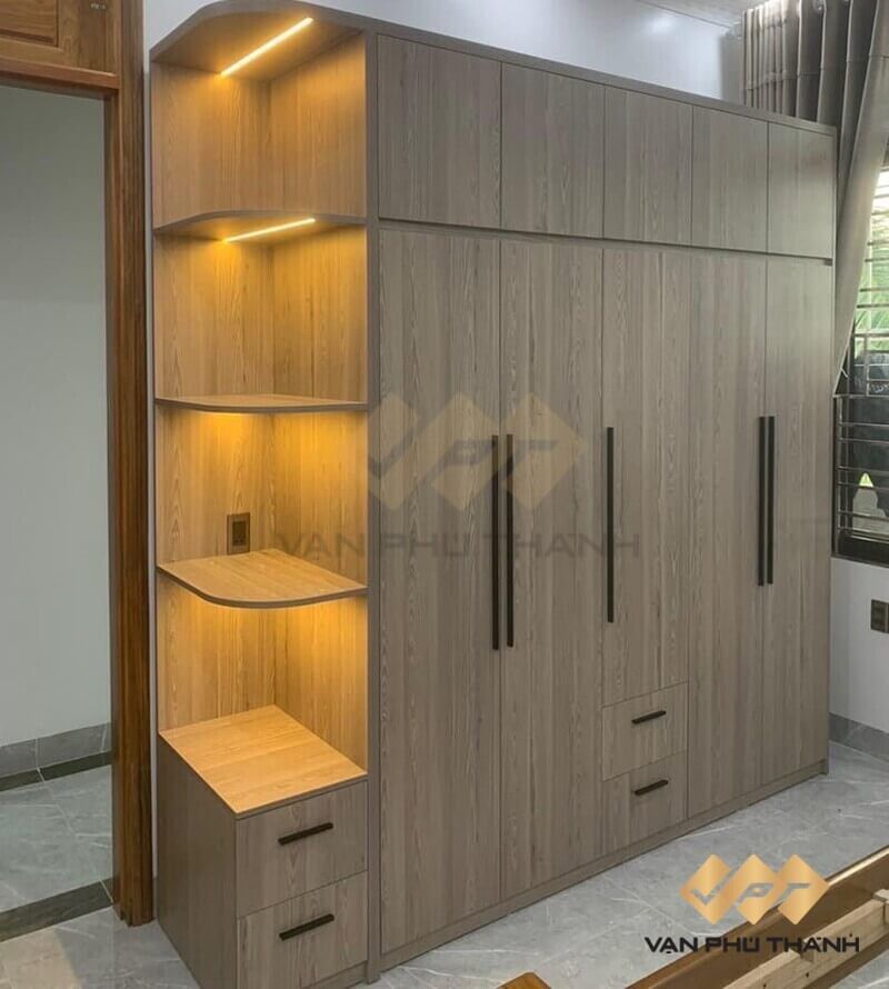 Gia Công Tủ Áo Gỗ 5 Tủ quần áo MDF phủ melamine