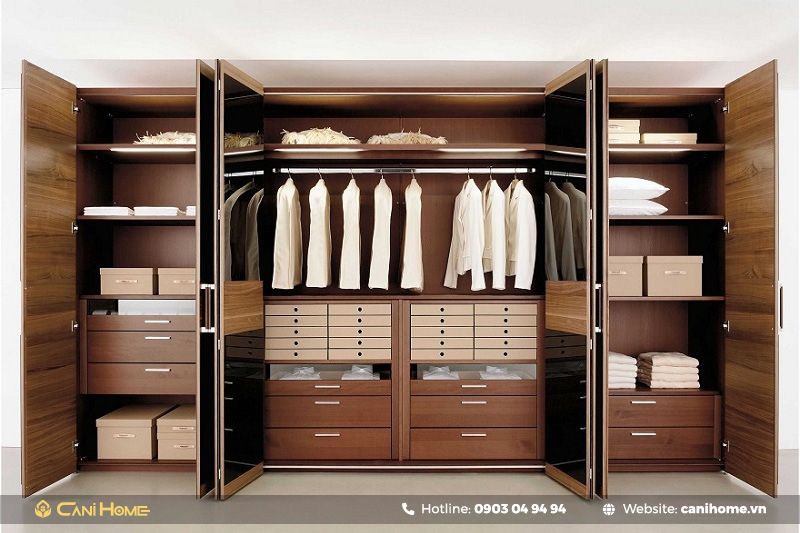 Tủ quần áo nhiều ngăn 3 Tủ quần áo nhiều ngăn có tích hợp kệ sách