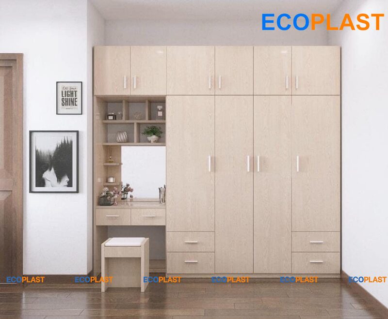 Hình ảnh tủ quần áo kết hợp bàn trang điểm phong cách Bắc Âu