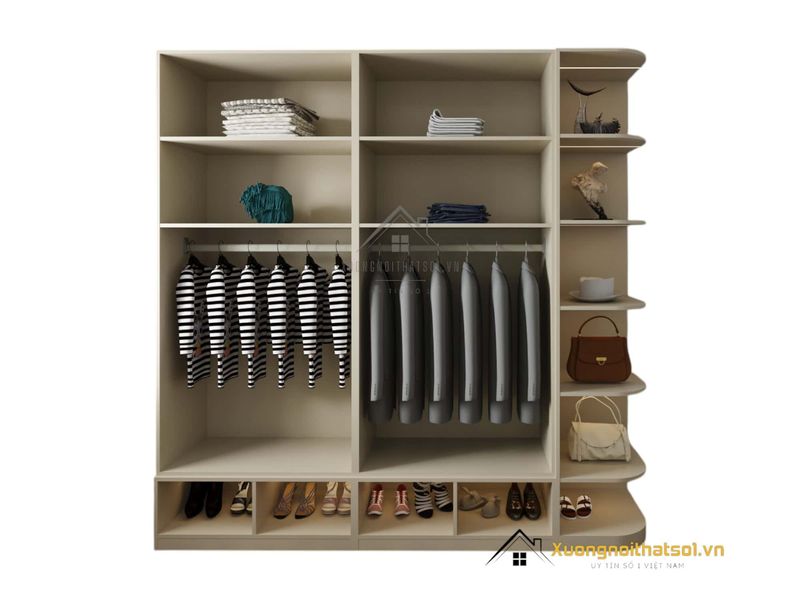 Xưởng sản xuất tủ quần áo uy tín 2 Tủ quần áo bớt góc cong mẫu 220mm