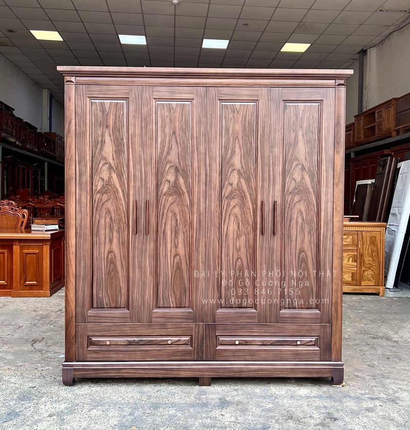 Tủ Áo Âm Tường Màu Óc Chó 2 Tủ quần áo gỗ óc chó, thiết kế hiện đại
