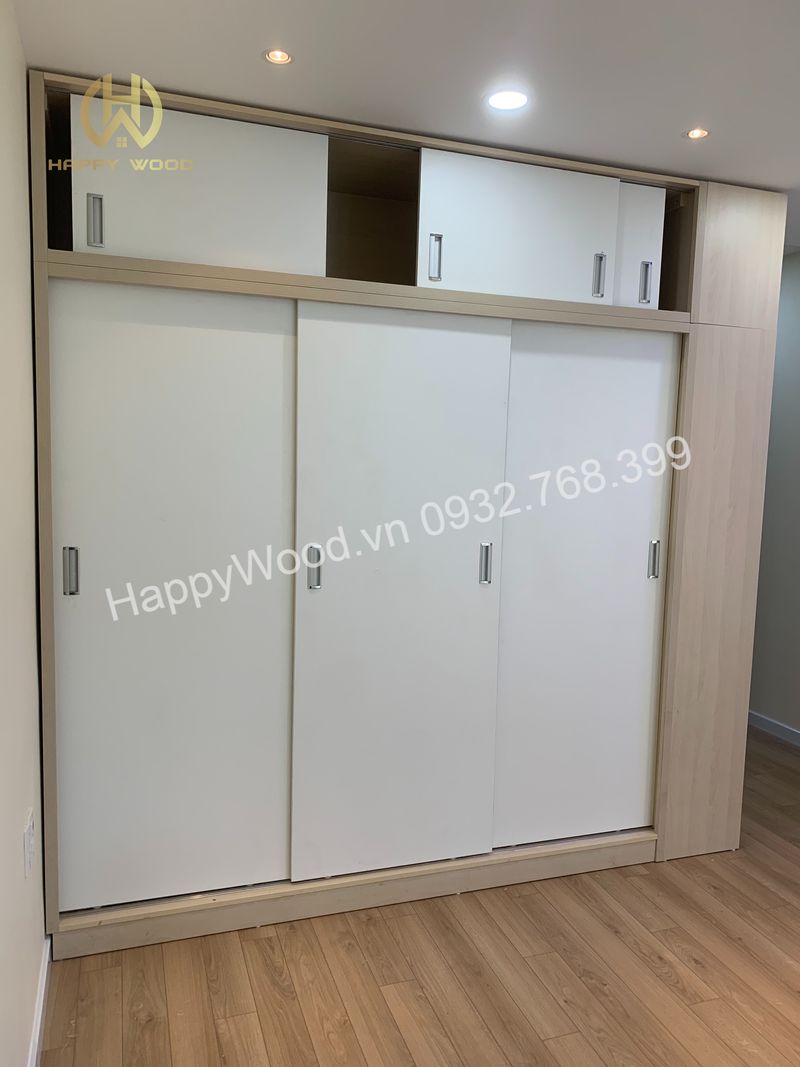 Tủ quần áo MDF cửa lùa kiểu dáng hiện đại, tối giản