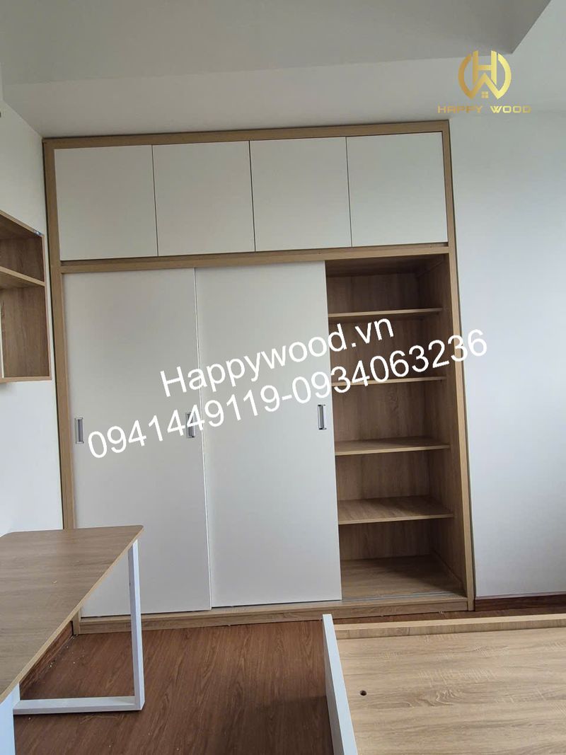 Tủ Áo Âm Tường Cửa Lùa 3 Tủ âm tường có ngăn để giày